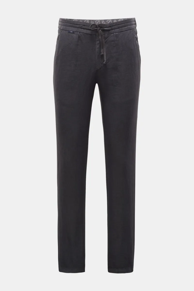 04651/ A TRIP IN A BAG linen jogger pants 'Linen Pant' anthracite