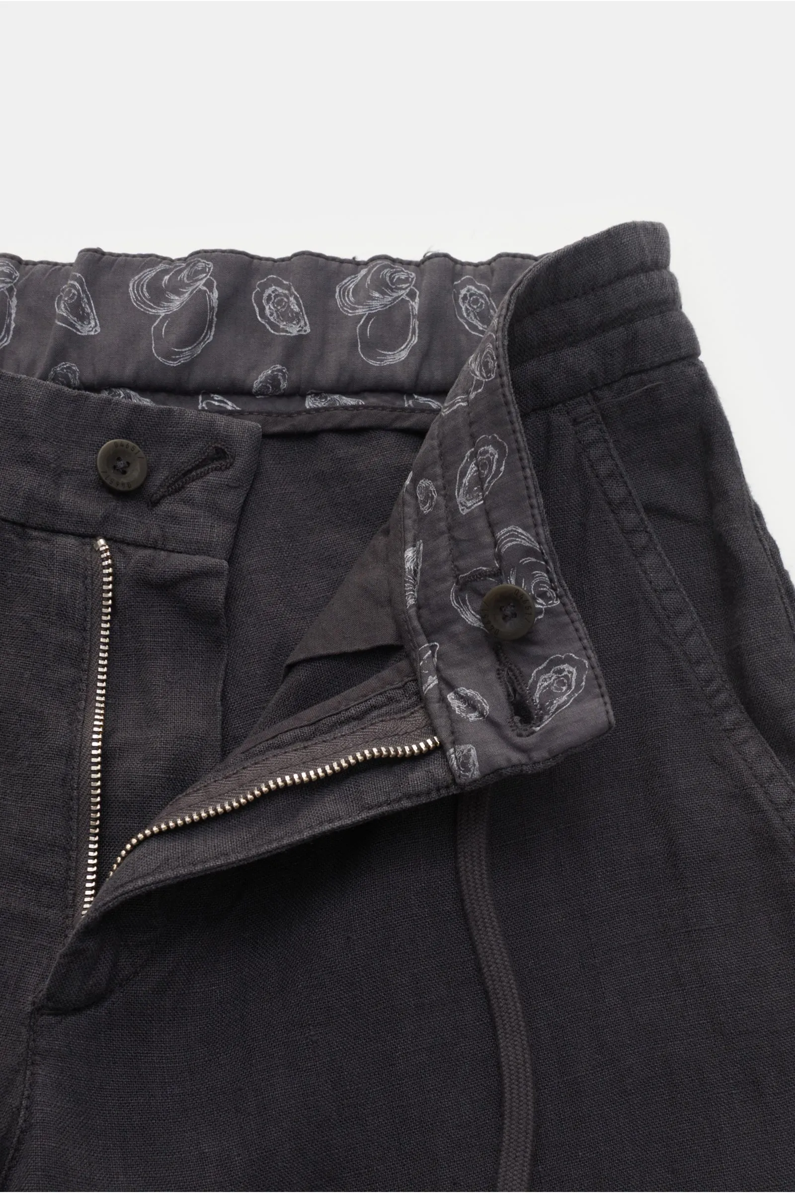 04651/ A TRIP IN A BAG linen jogger pants 'Linen Pant' anthracite