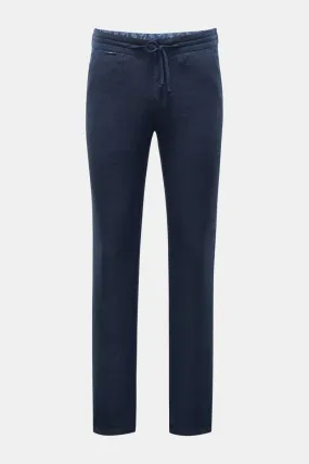 04651/ A TRIP IN A BAG linen jogger pants 'Linen Pant' navy