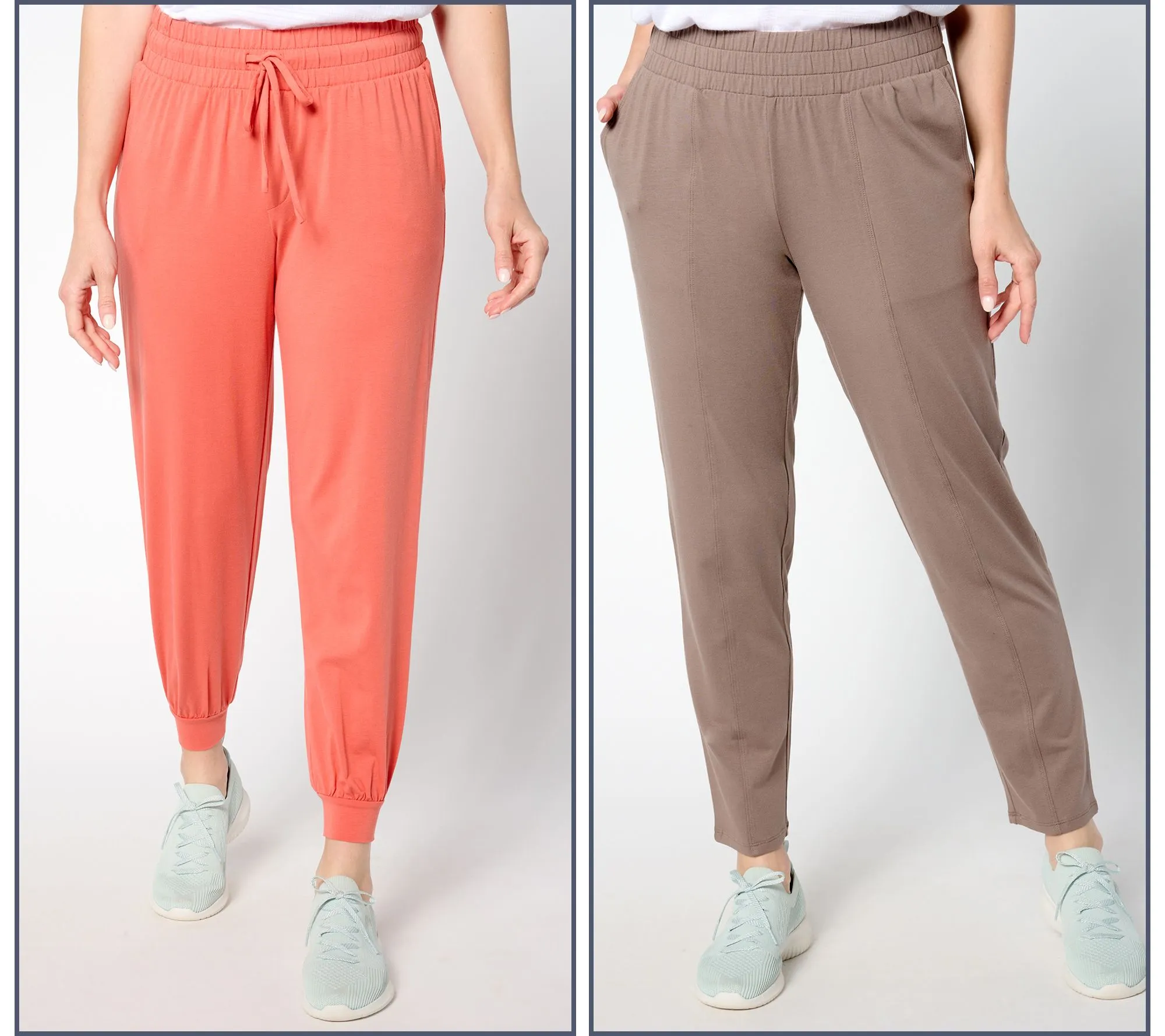 "As Is" AnyBody Petite Set of 2 Cozy Knit Jogger and Tapered Pants