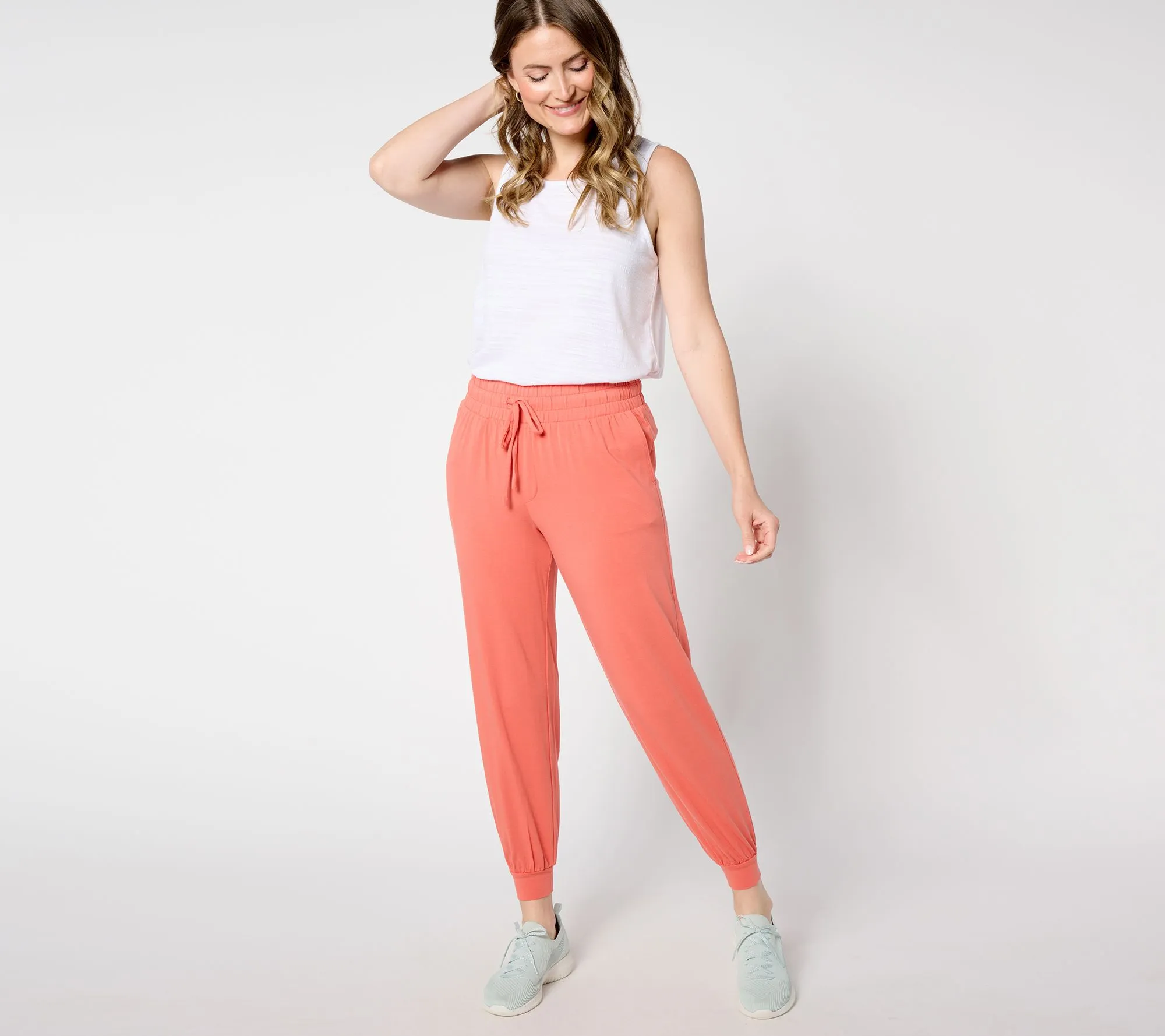 "As Is" AnyBody Petite Set of 2 Cozy Knit Jogger and Tapered Pants