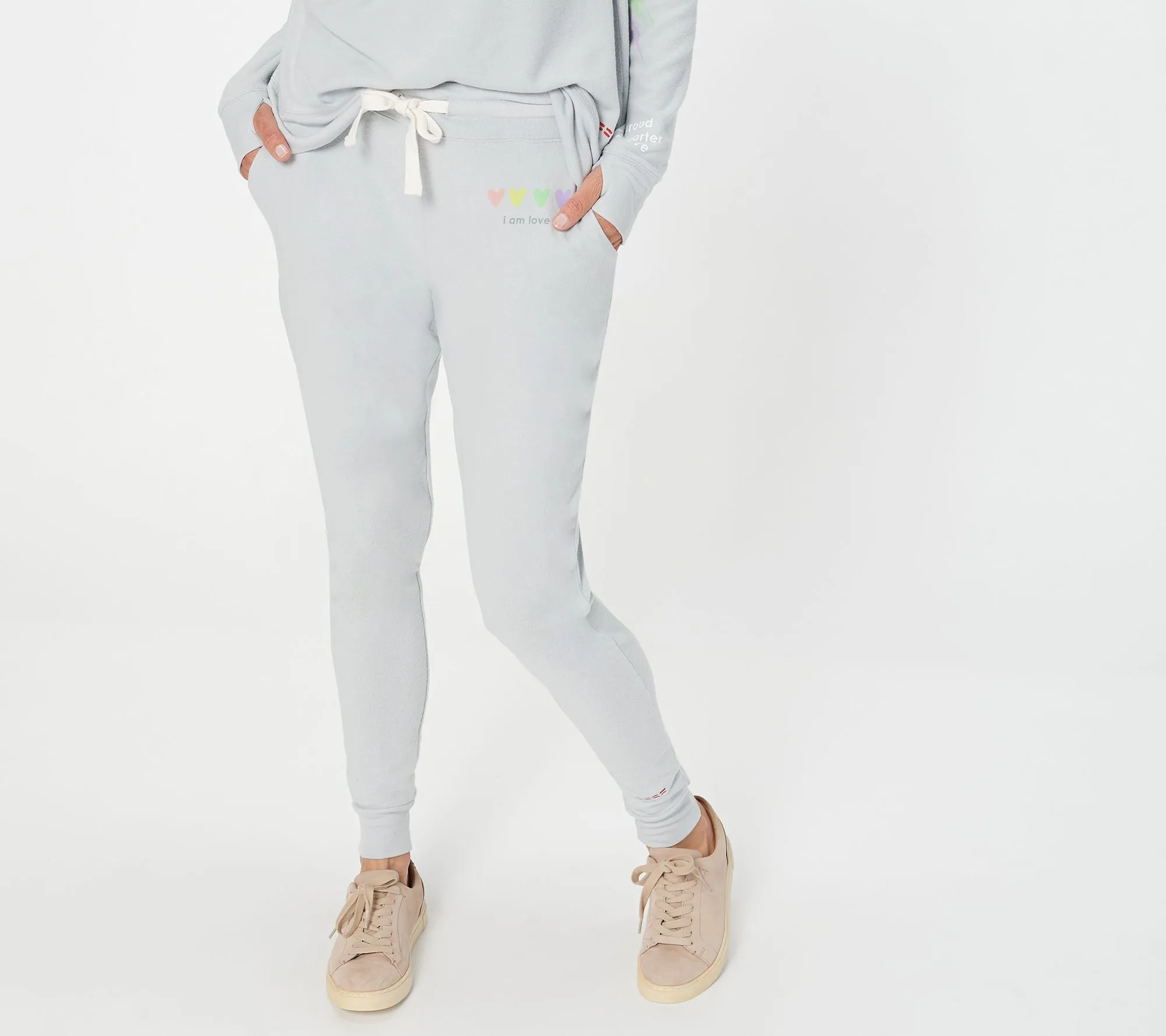 "As Is" Peace Love World Pride Petite Comfy Knit Jogger Pants