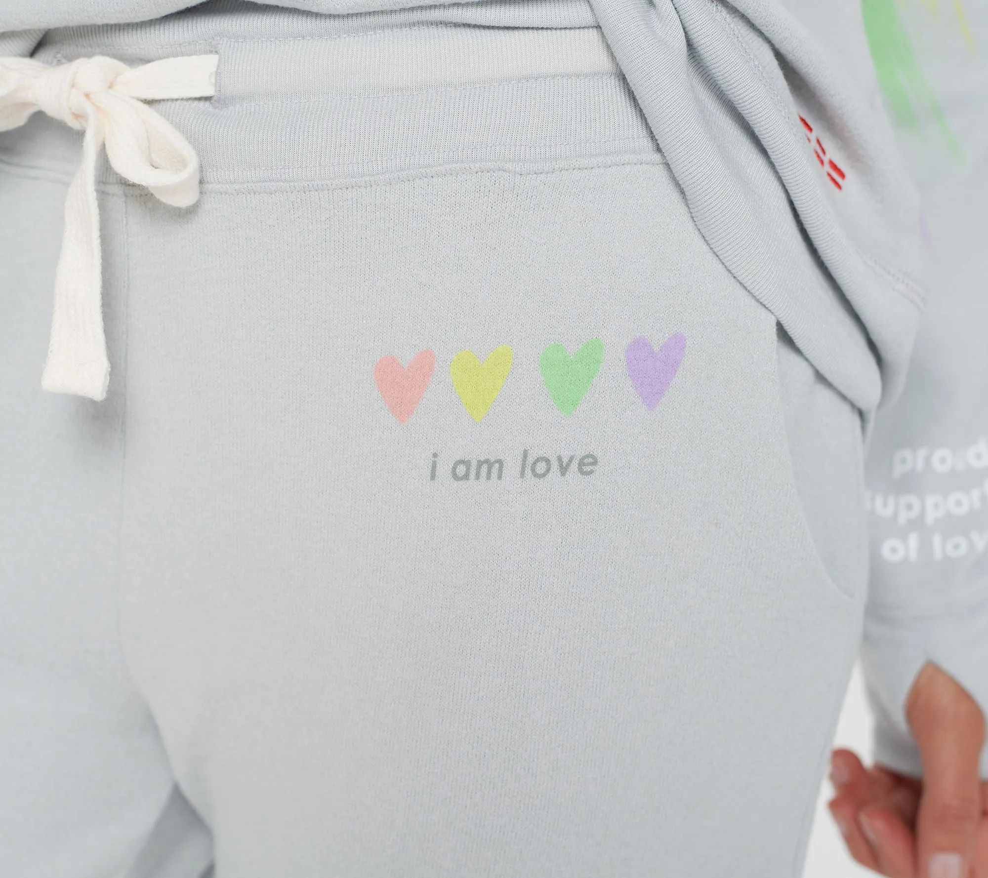 "As Is" Peace Love World Pride Petite Comfy Knit Jogger Pants