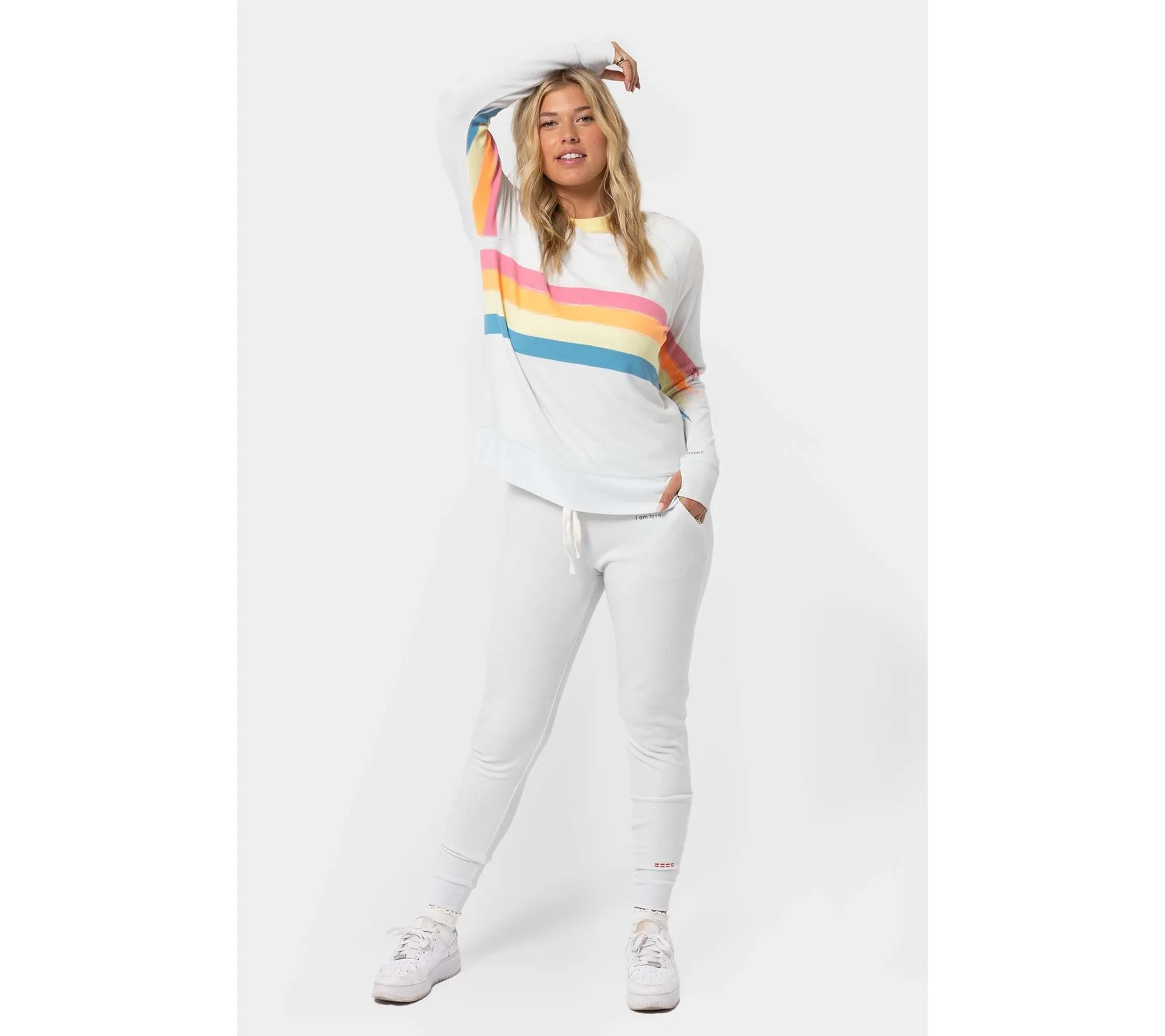 "As Is" Peace Love World Pride Petite Comfy Knit Jogger Pants