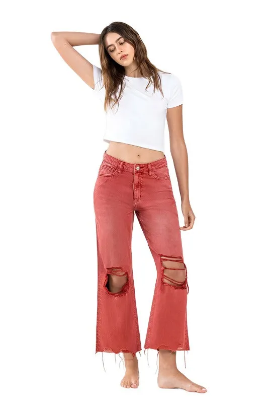 90s Vintage Crop Flare Jeans By Flying Monkey