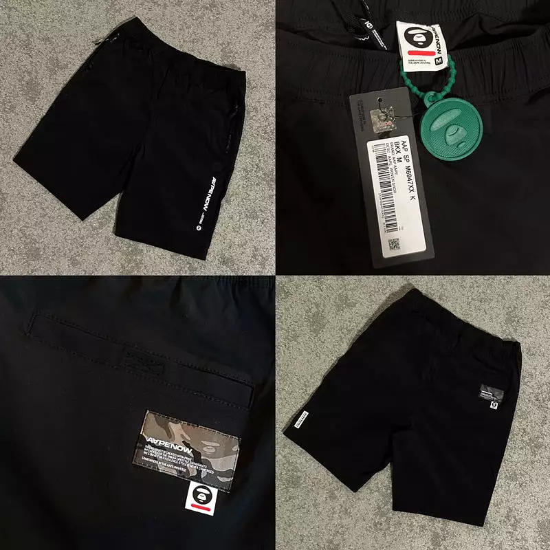 AAPE By Bathing Ape Now Badge Nylon Shorts Black [6947]