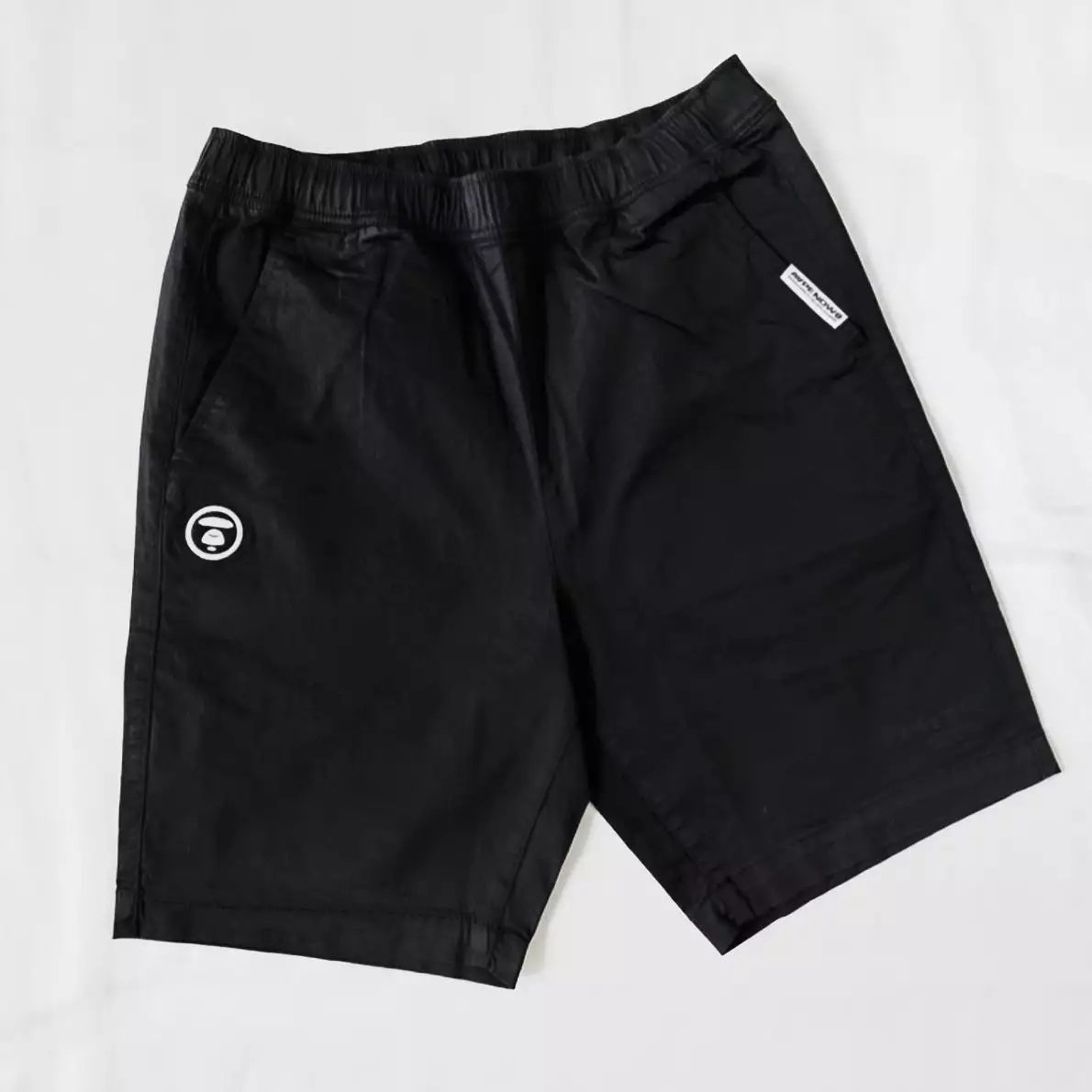 AAPE By Bathing Ape Now Badge Woven Shorts Black [6948]