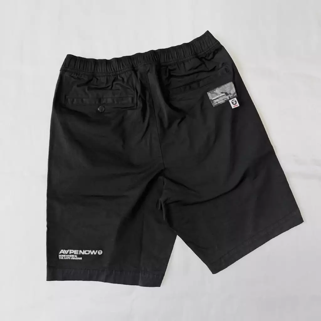 AAPE By Bathing Ape Now Badge Woven Shorts Black [6948]