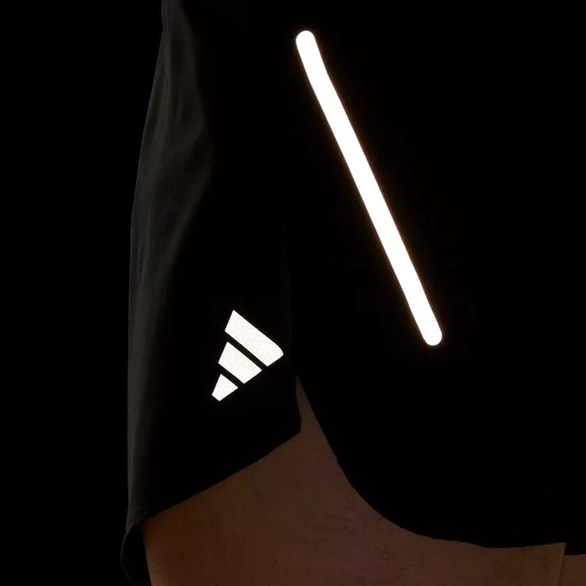 adidas Fast Split Mens Running Shorts Black Blue Breathable Reflective Light