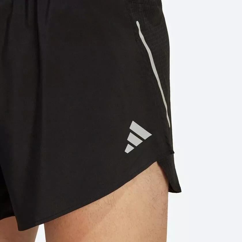 adidas Fast Split Mens Running Shorts Black Blue Breathable Reflective Light