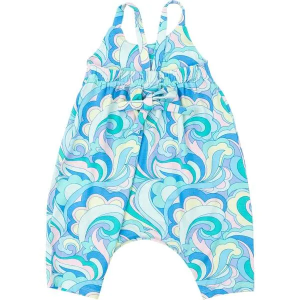 Angel Dear Swirls Tie Back Romper, Blue