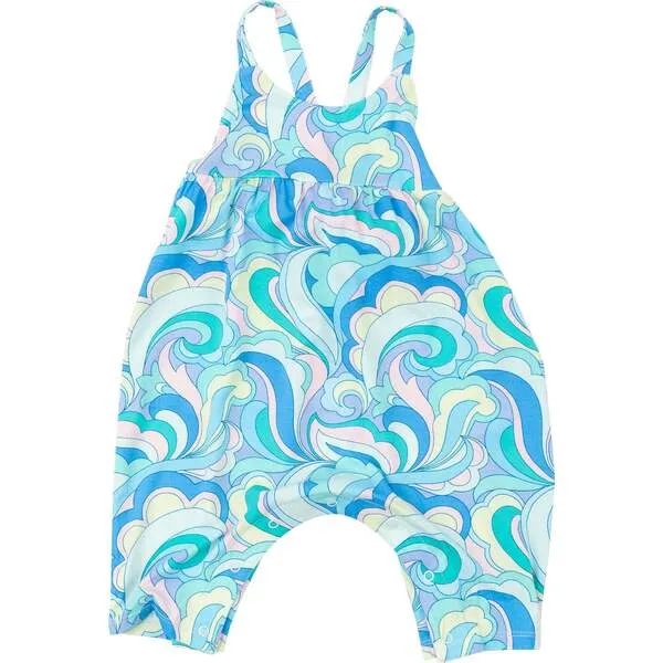 Angel Dear Swirls Tie Back Romper, Blue