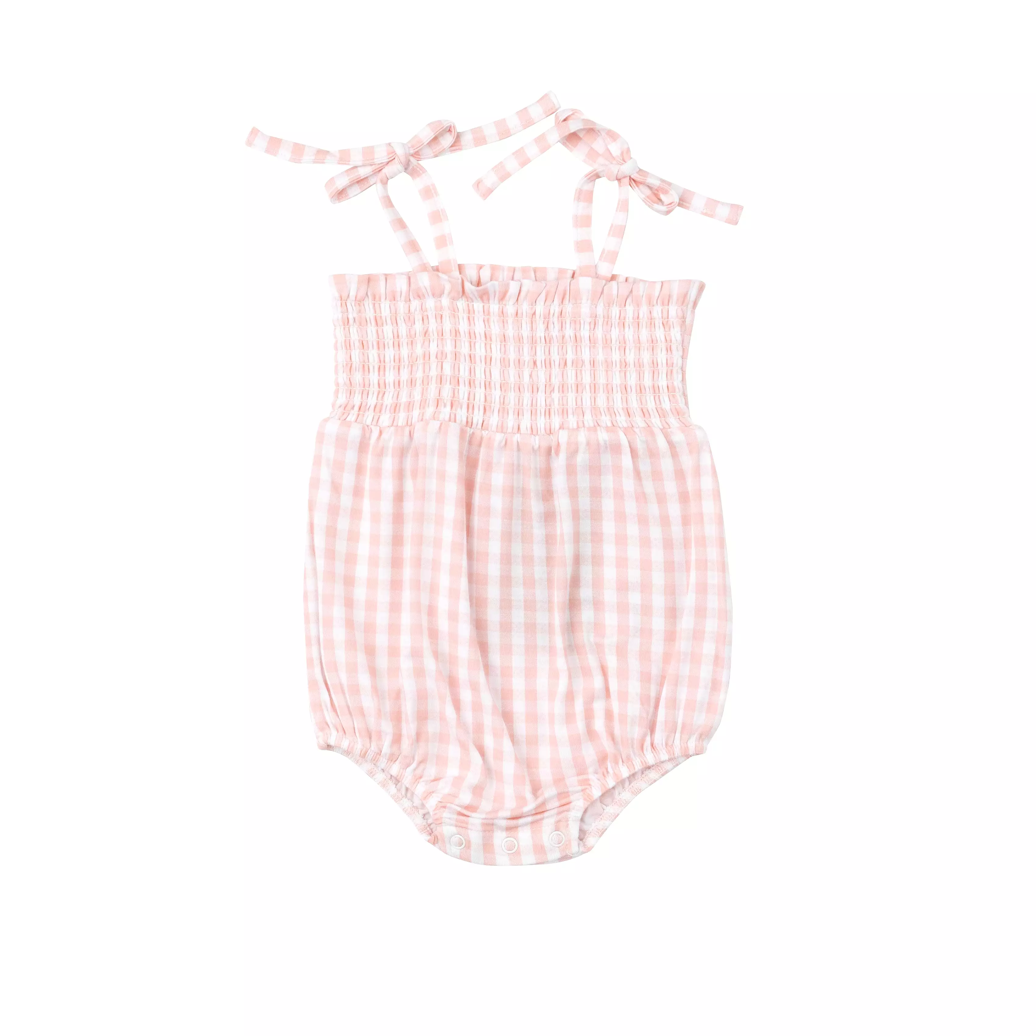 Angel Dear Tie Strap Smocked Bubble - Mini Pink Gingham