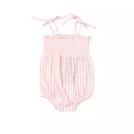 Angel Dear Tie Strap Smocked Bubble - Mini Pink Gingham