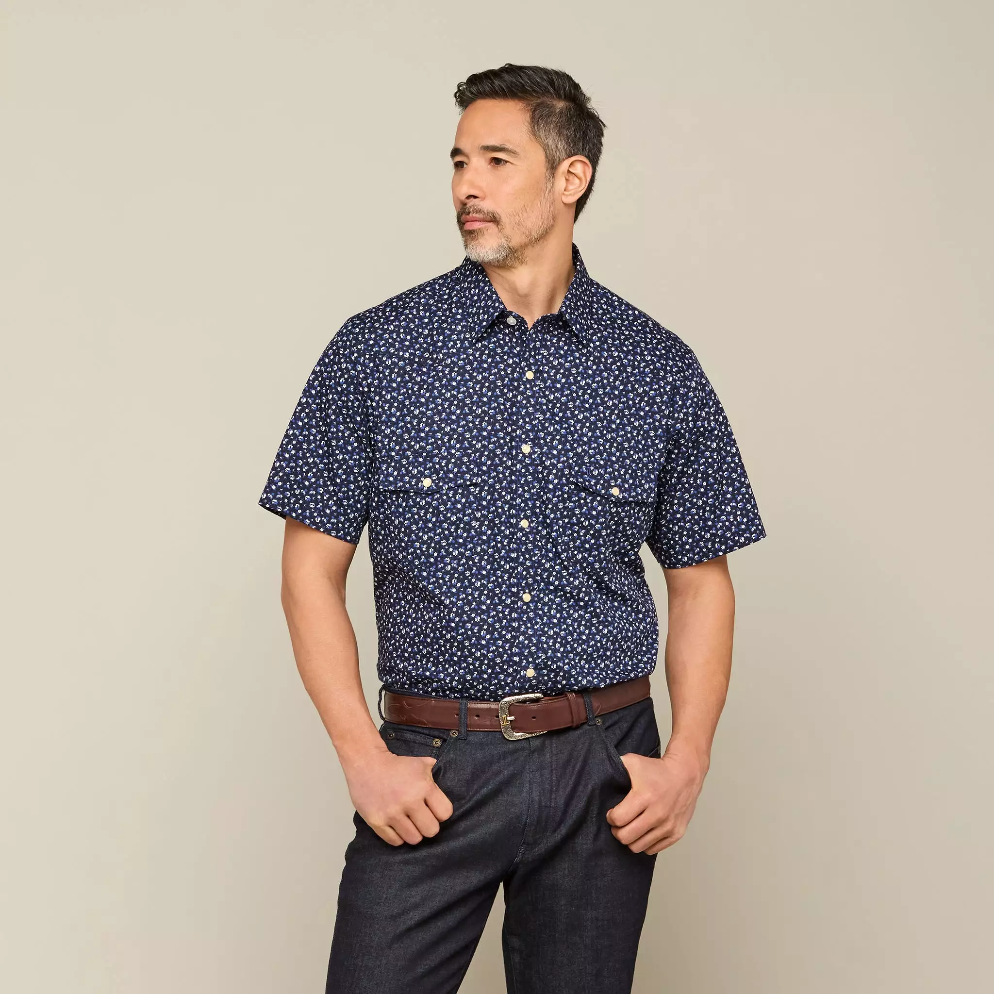 Austin :: Blue On Navy Floral Print