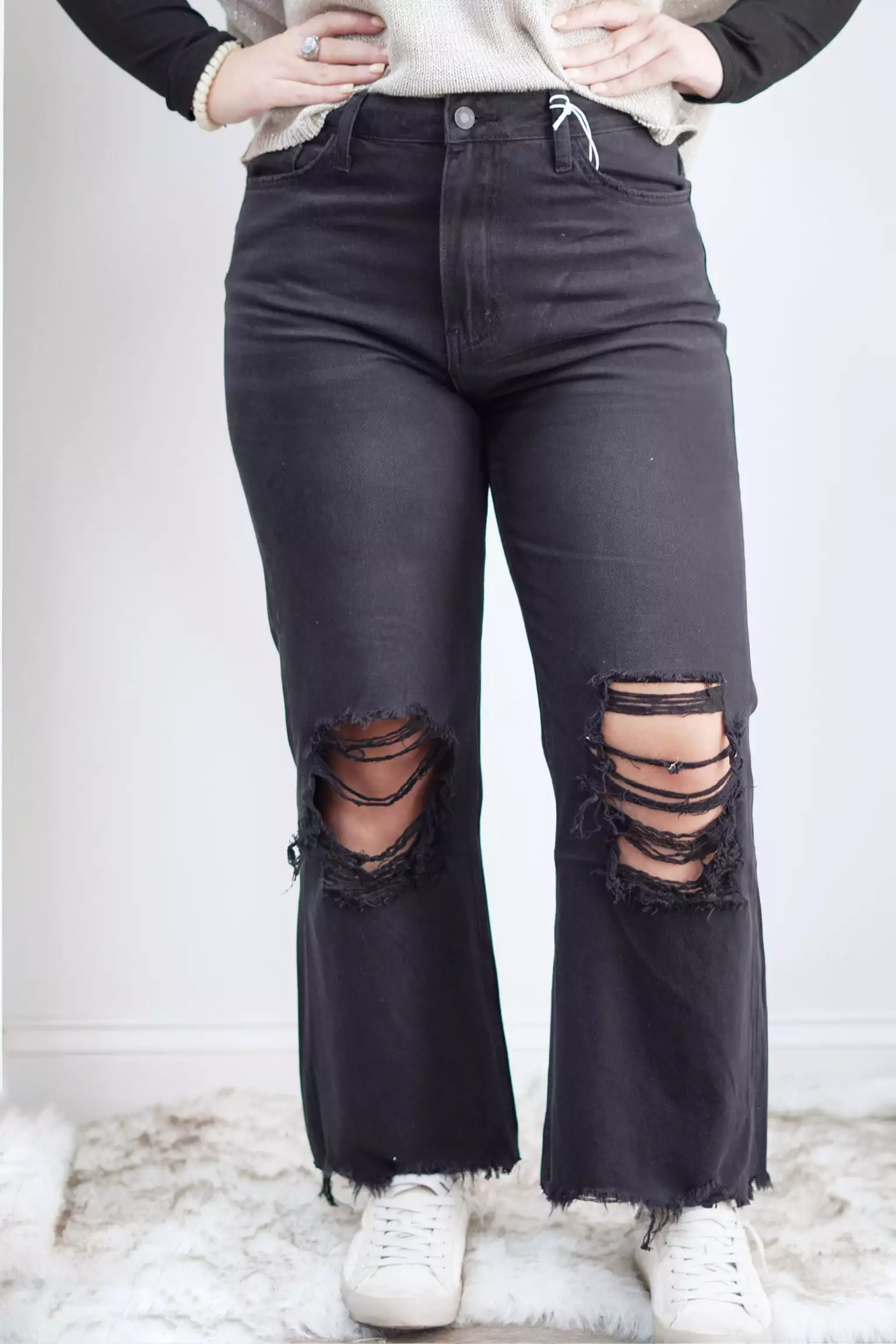 Bentley Black Vintage Cropped Flare Jeans