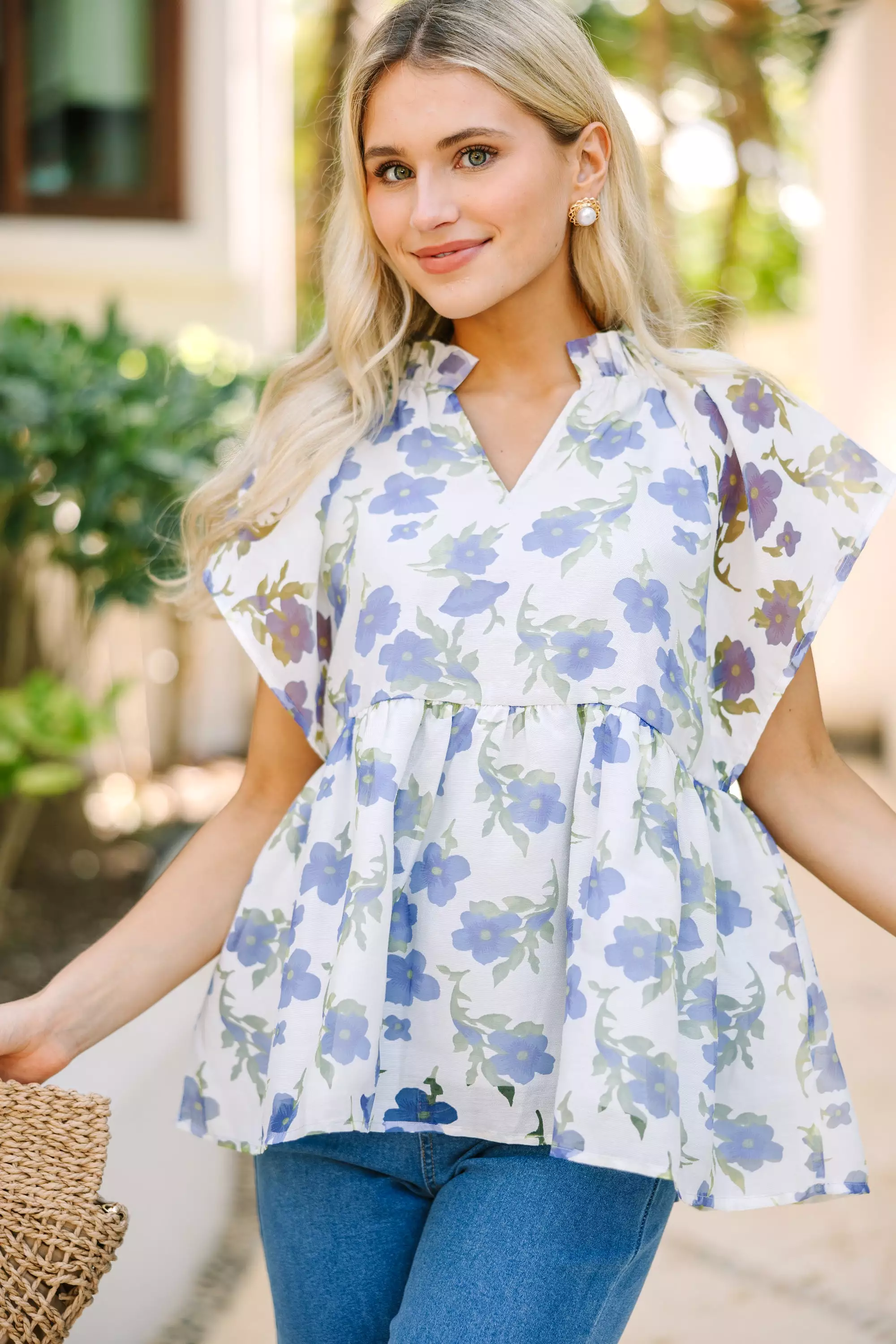 Best Days Ahead Blueberry Floral Blouse