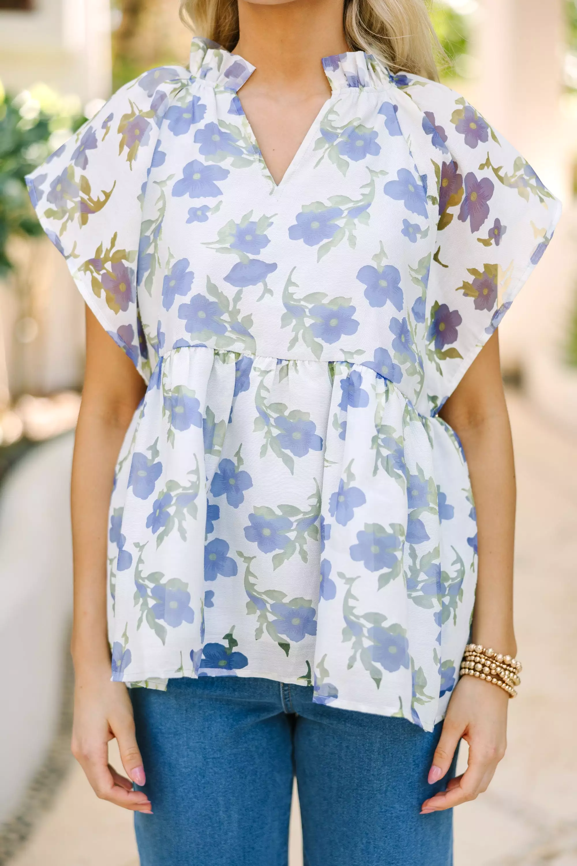 Best Days Ahead Blueberry Floral Blouse