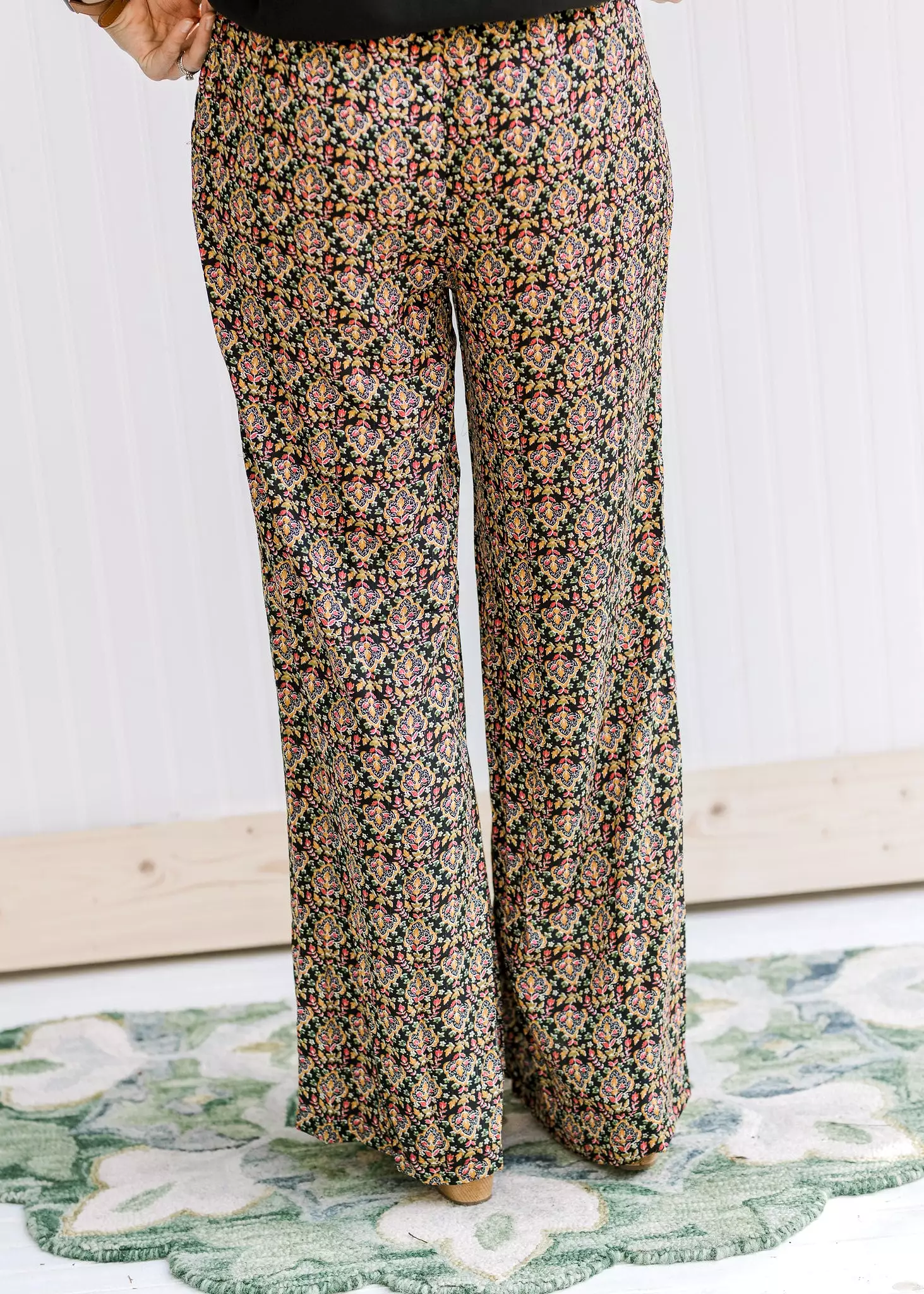 Bold Move Black Patterned Wide Leg Pant