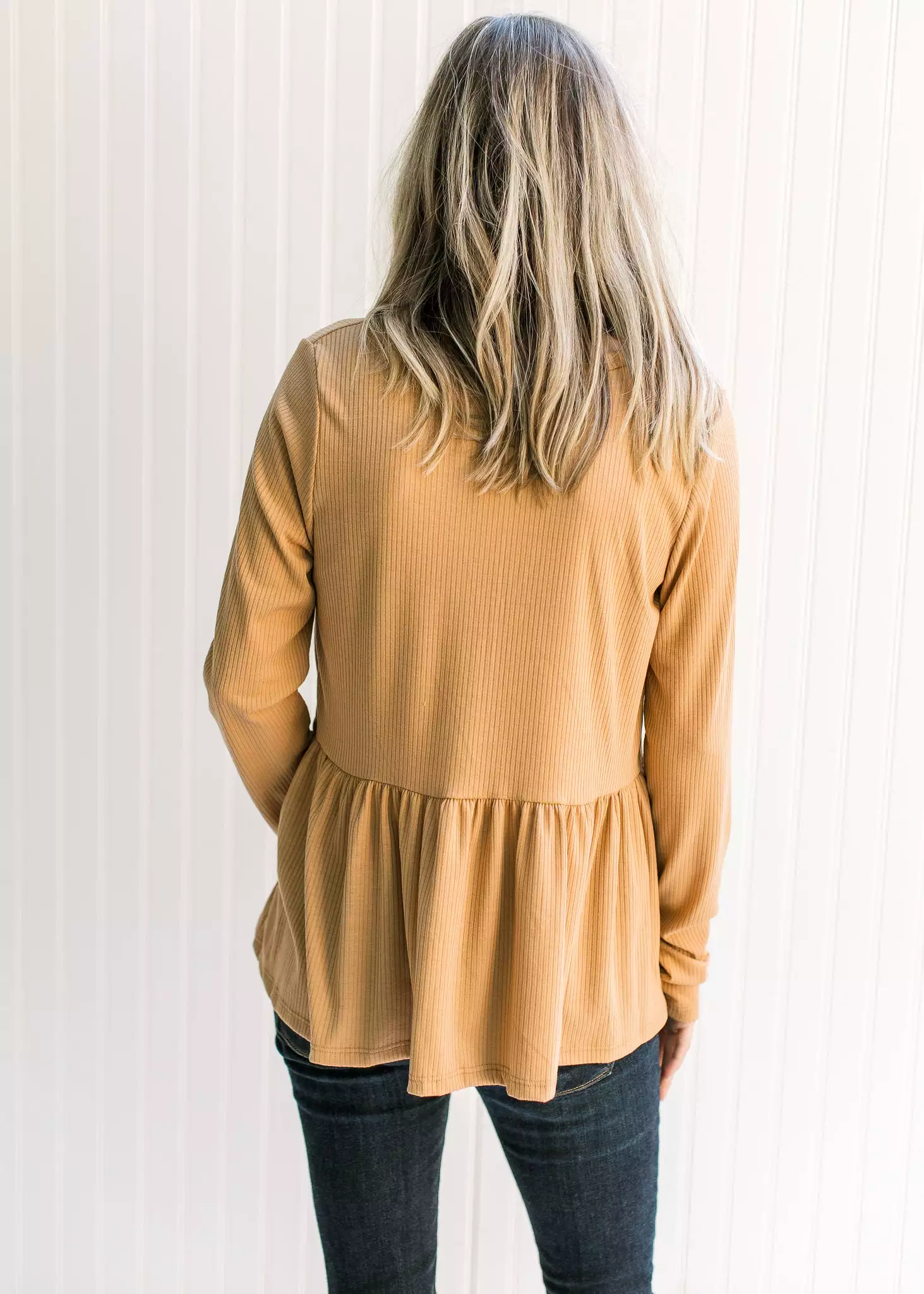 Butterscotch Ribbed Neck Top