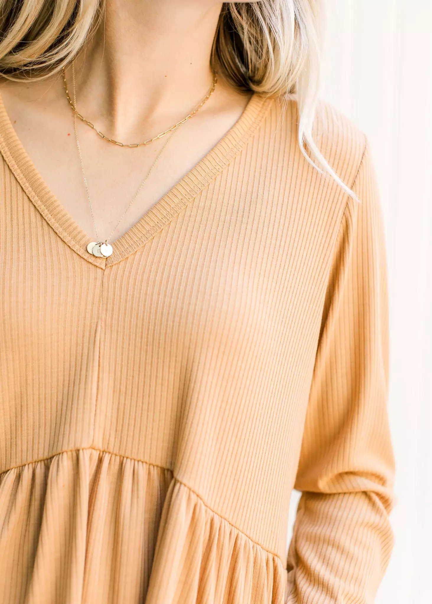 Butterscotch Ribbed Neck Top