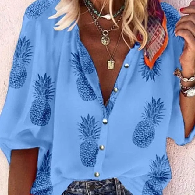 Chains print New Tops Blouse plus size