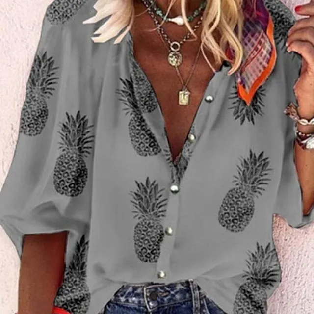 Chains print New Tops Blouse plus size