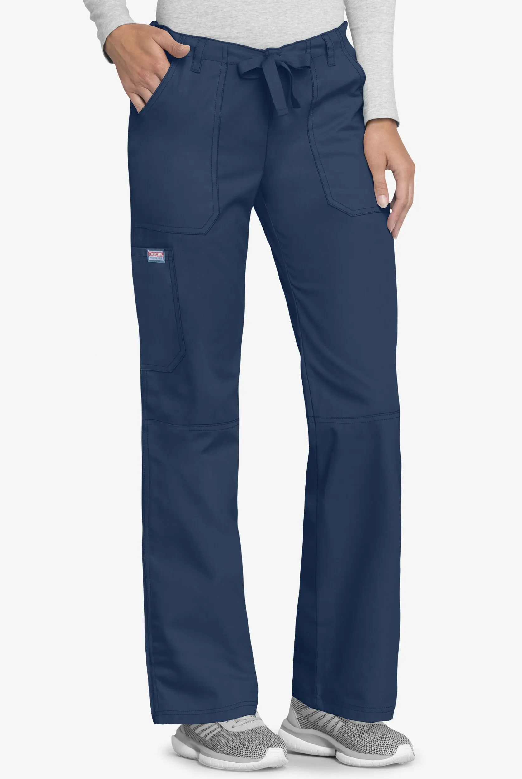 Cherokee Workwear Women's 4-Pocket Low-Rise Drawstring Cargo Scrub Pants