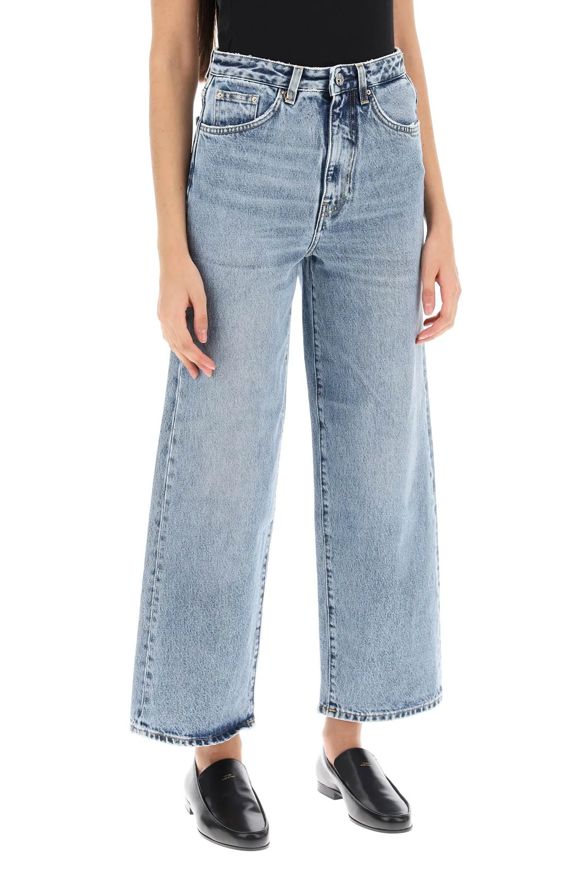 cropped flare jeans 222 230 741 32 WORN BLUE