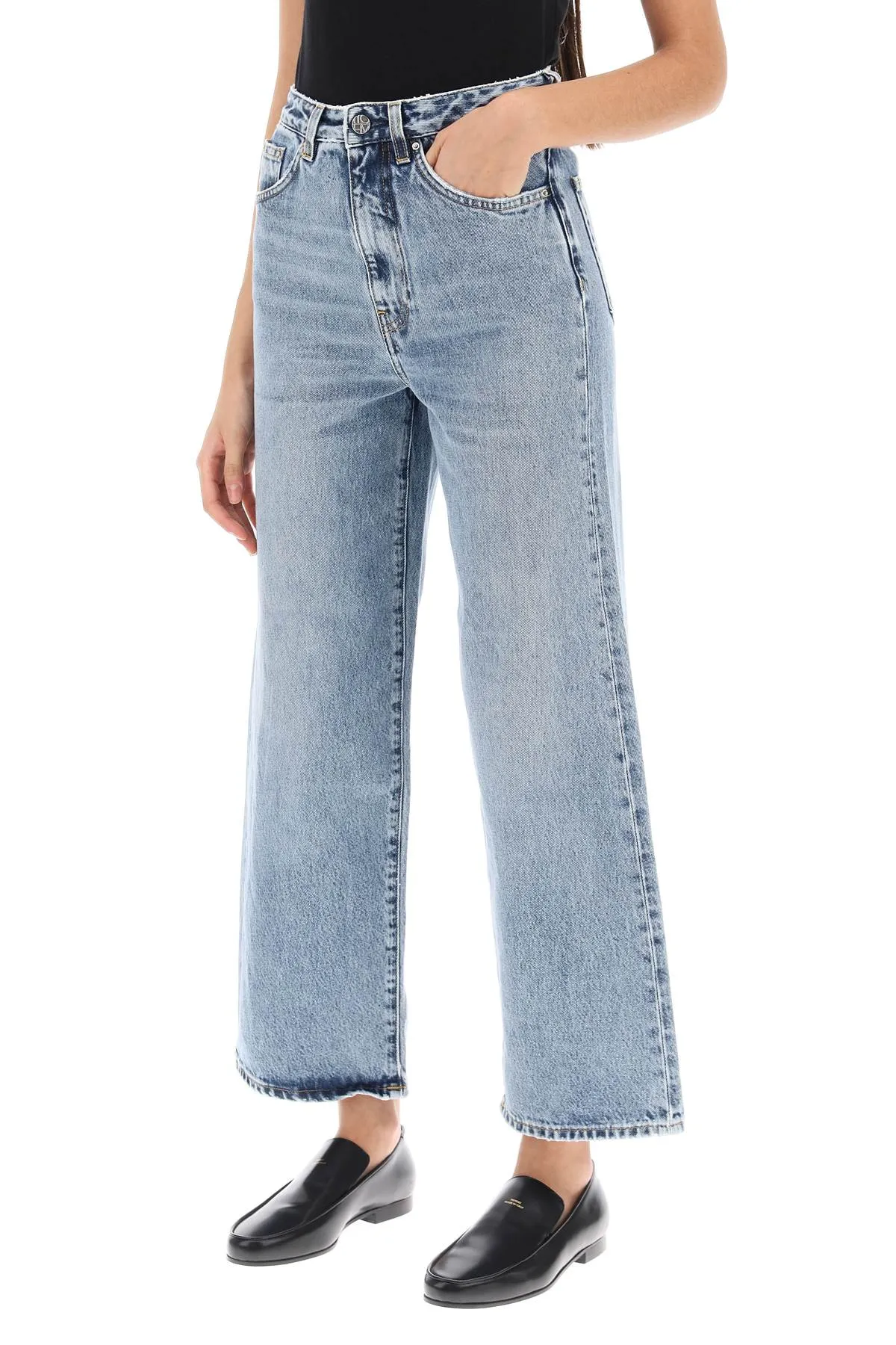 cropped flare jeans 222 230 741 32 WORN BLUE