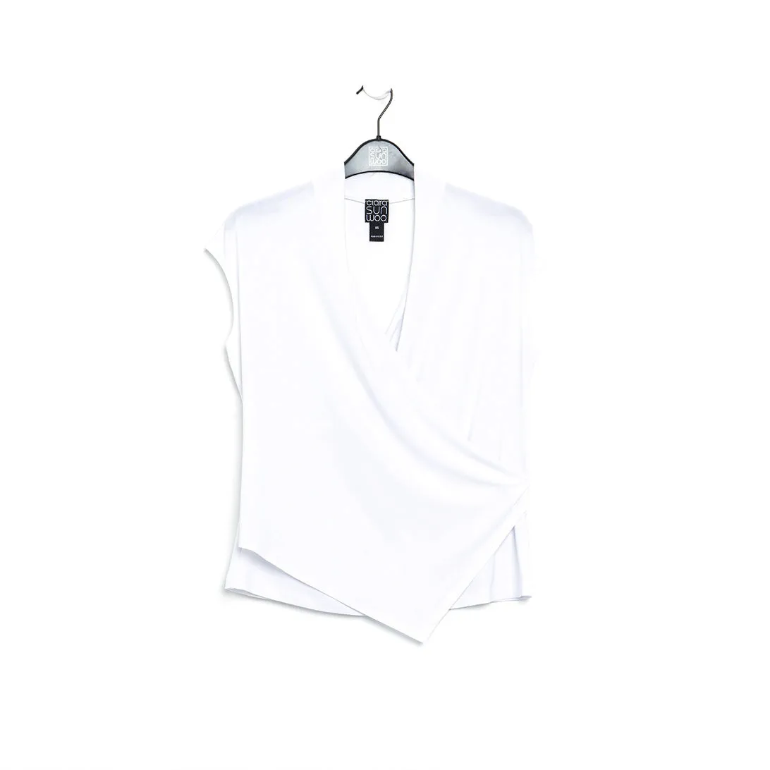 Crossover Faux Wrap Top - White - Final Sale!