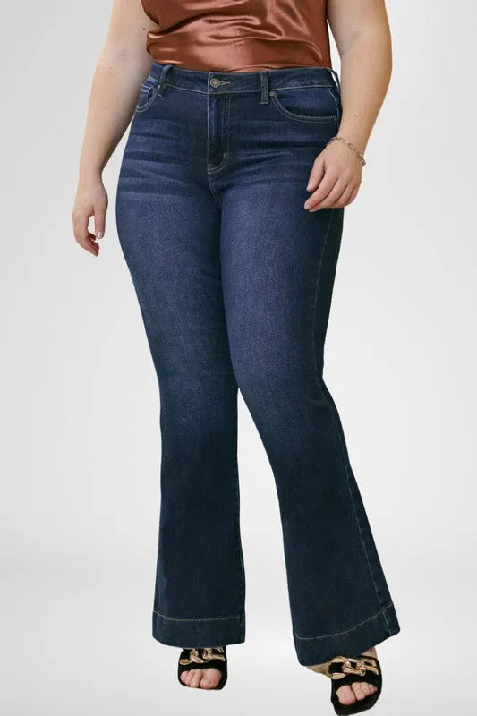 CURVY Take Me On Dark Indigo Denim High Rise Flare Jeans (DS) FG KC