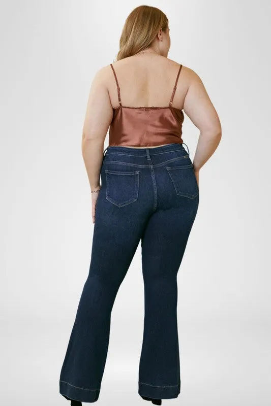 CURVY Take Me On Dark Indigo Denim High Rise Flare Jeans (DS) FG KC