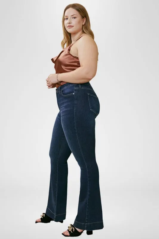 CURVY Take Me On Dark Indigo Denim High Rise Flare Jeans (DS) FG KC