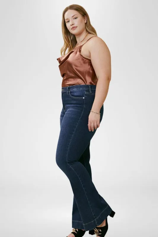 CURVY Take Me On Dark Indigo Denim High Rise Flare Jeans (DS) FG KC