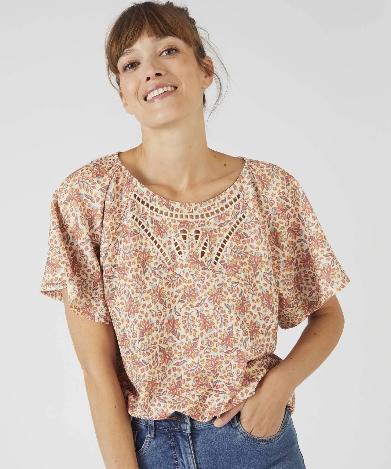 Cut-out Design Wide sleeved Top