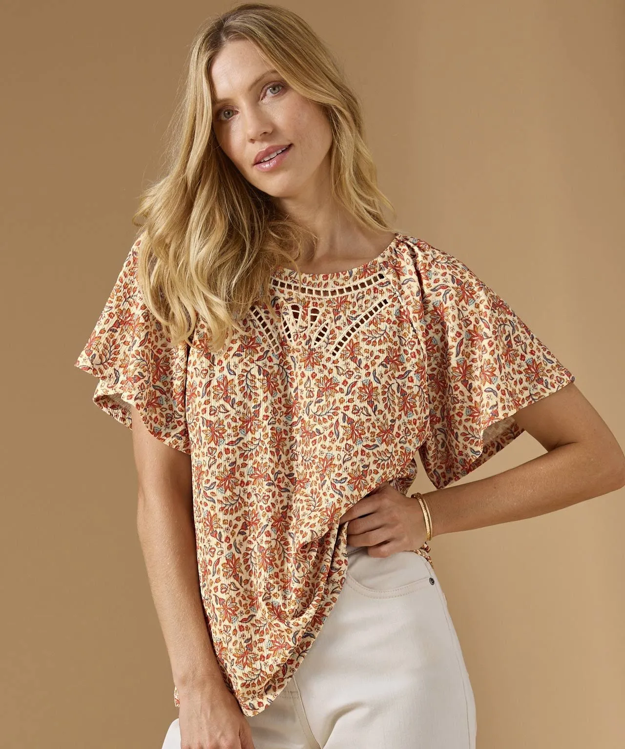 Cut-out Design Wide sleeved Top