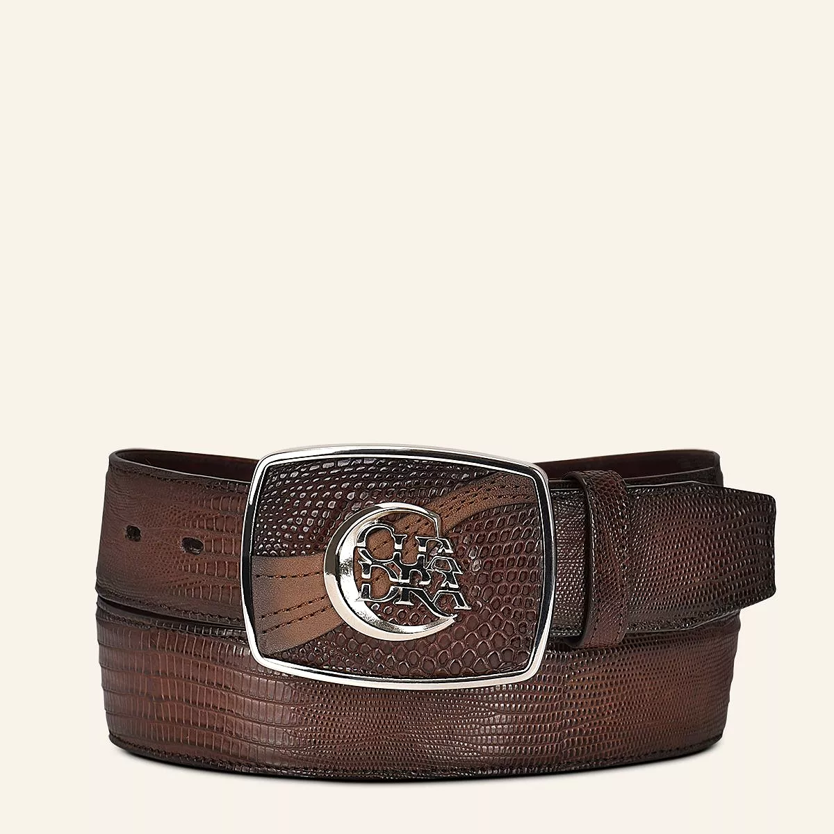 CV499LT - Cuadra brown western fashion lizard belt for men