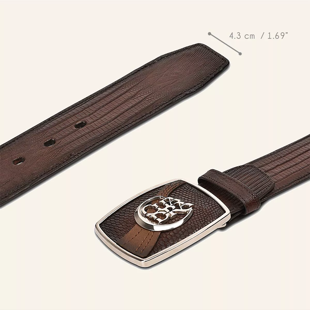 CV499LT - Cuadra brown western fashion lizard belt for men