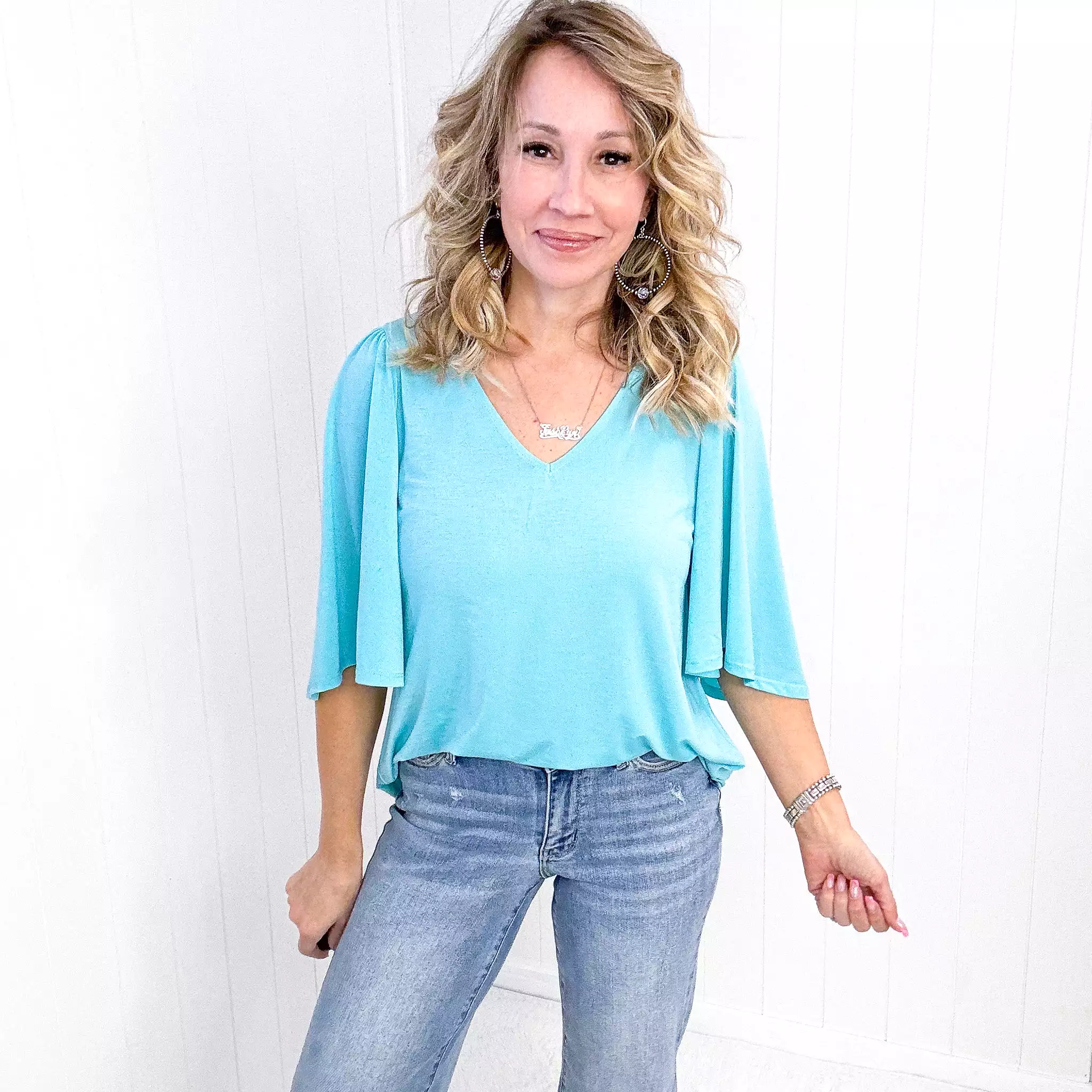 Dear Scarlett Cali Blouse in Neon Blue