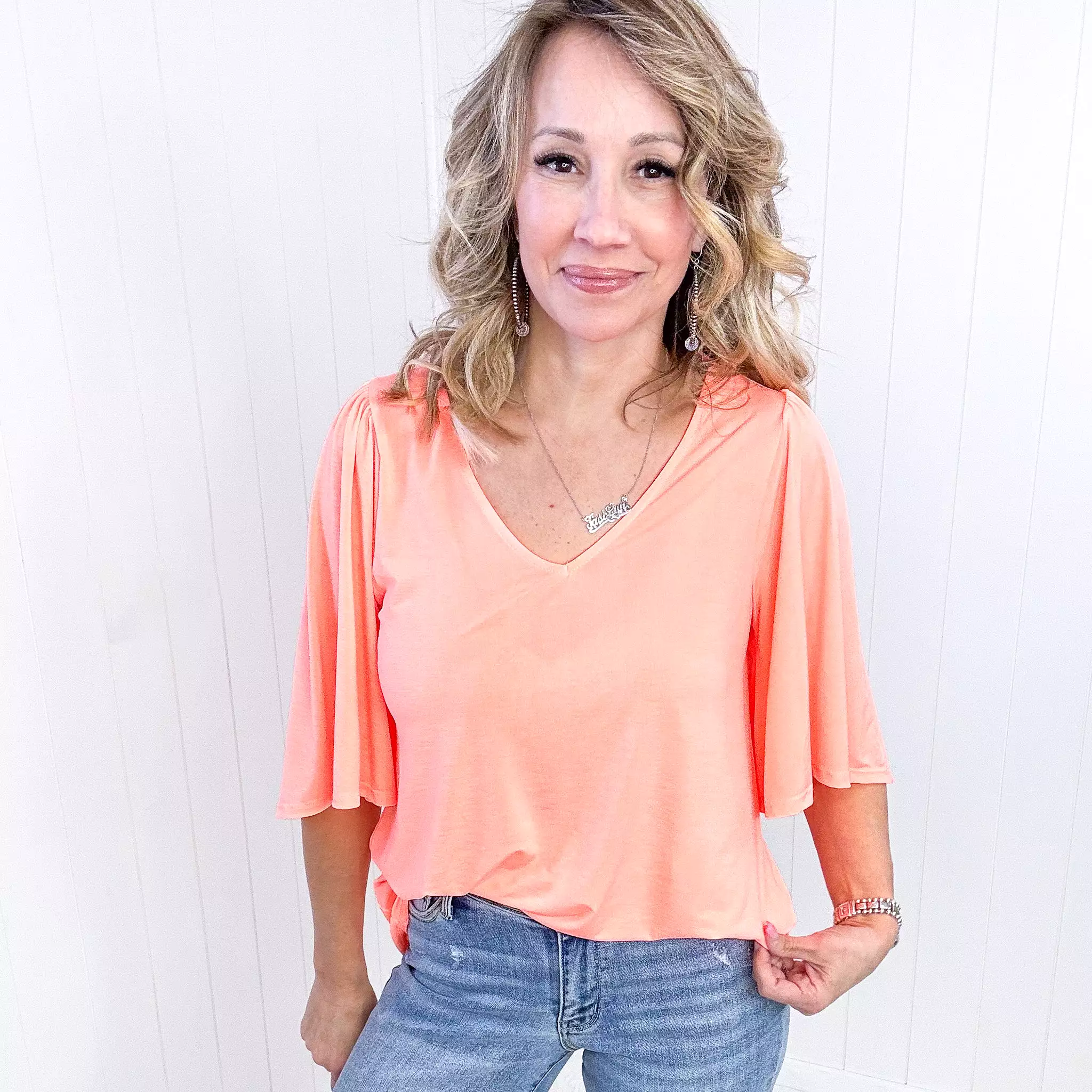 Dear Scarlett Cali Blouse in Neon Orange