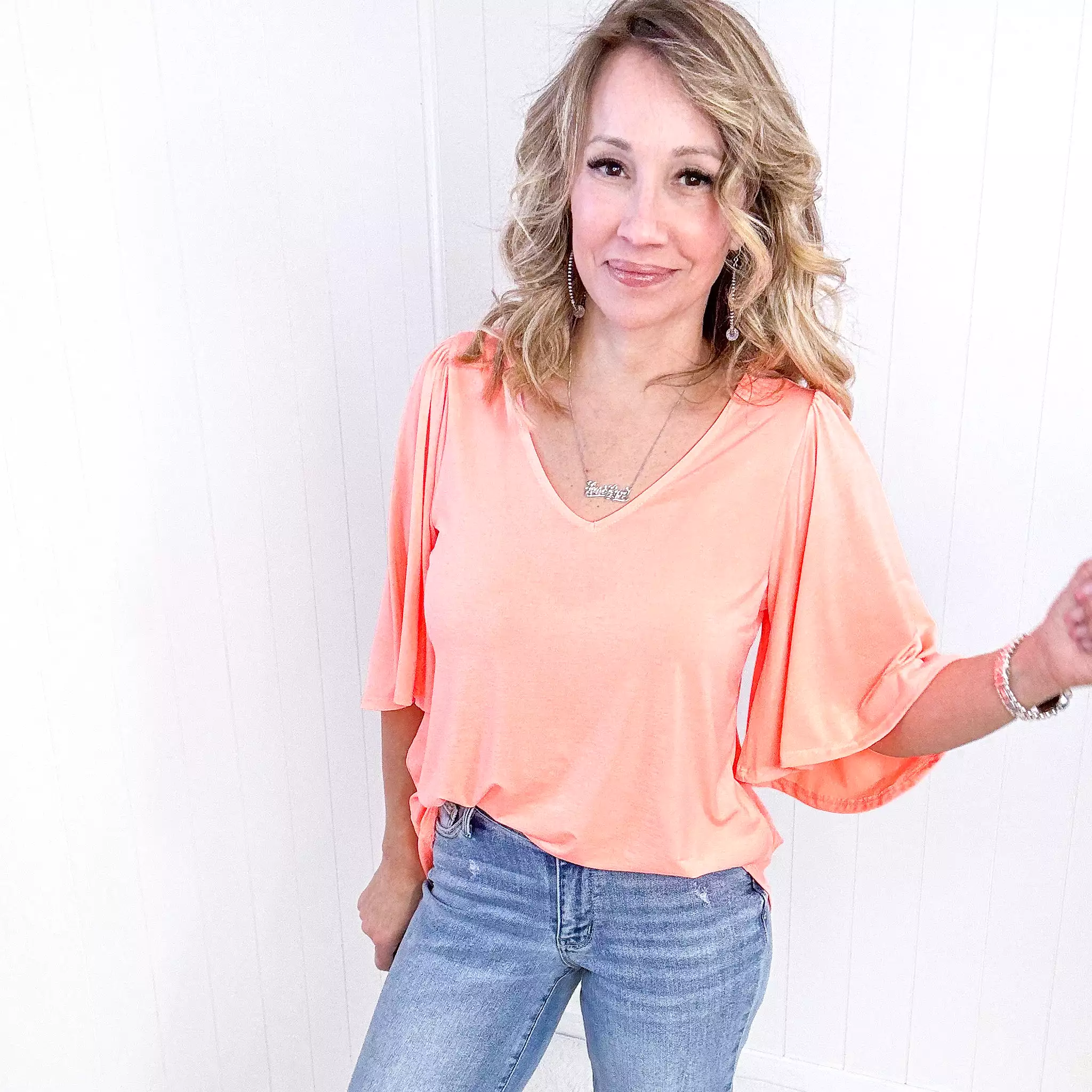 Dear Scarlett Cali Blouse in Neon Orange