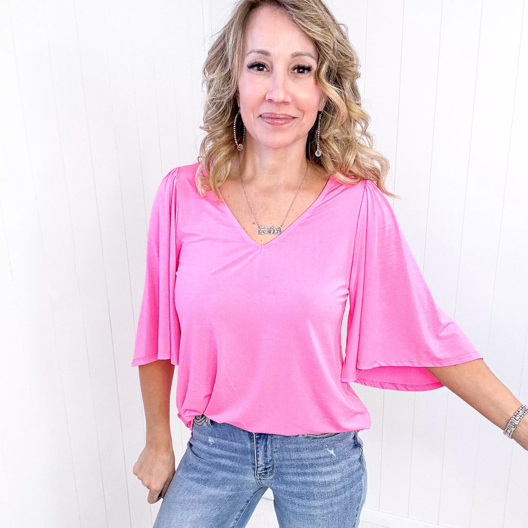 Dear Scarlett Cali Blouse in Neon Pink