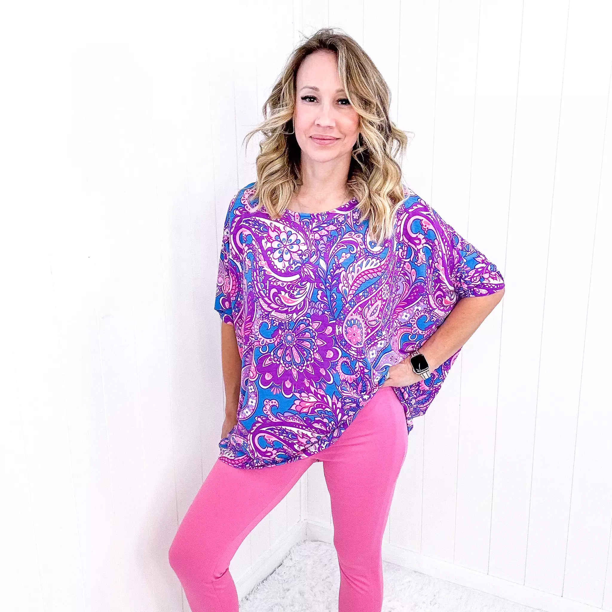 Dear Scarlett Essential Blouse in Purple Paisley