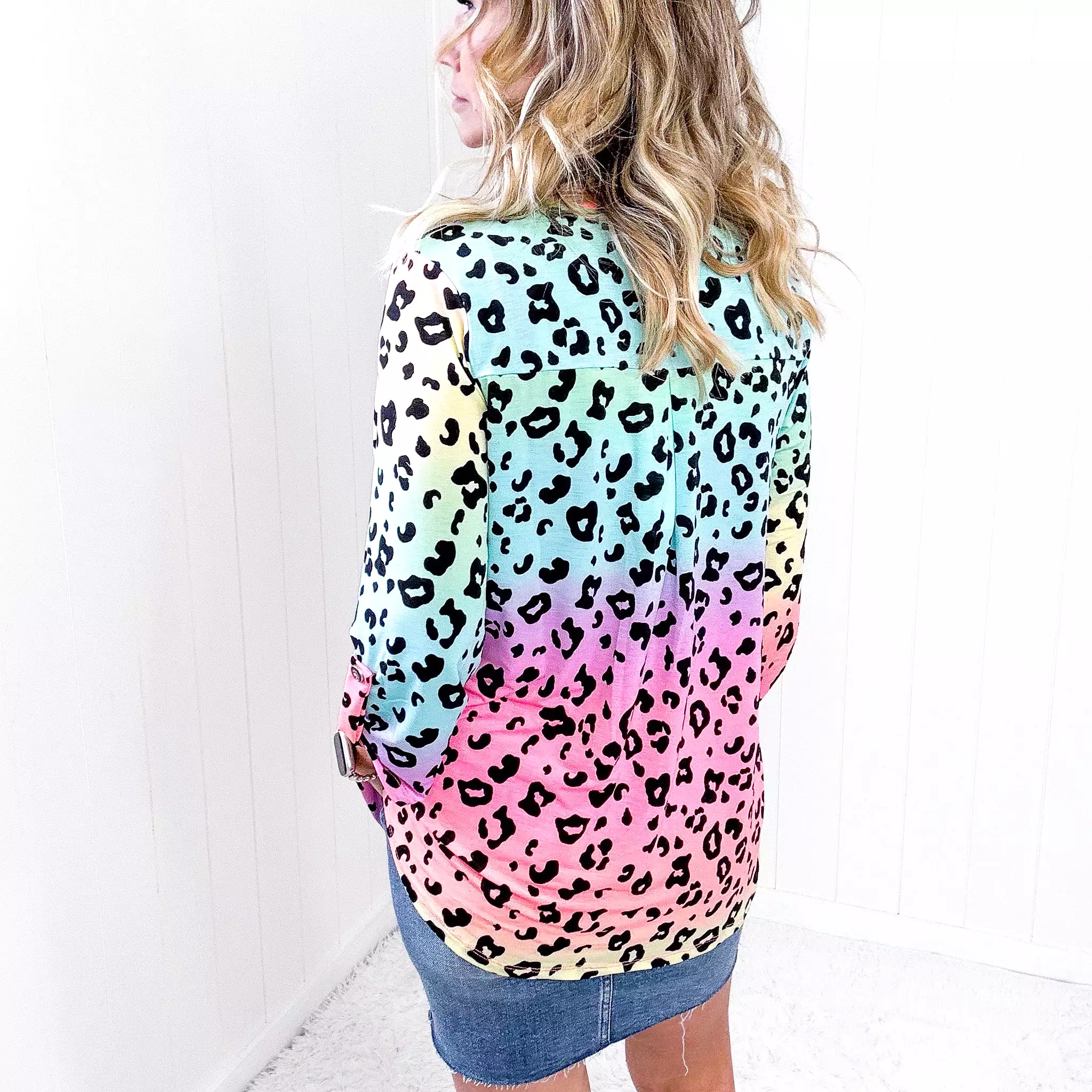 Dear Scarlett Lizzy Top in Rainbow Leopard Print