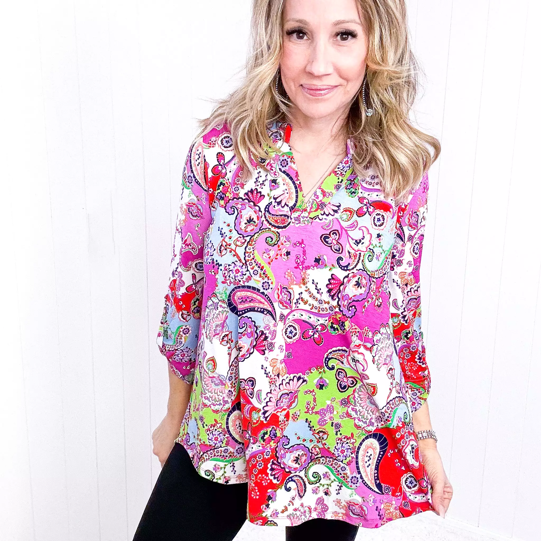 Dear Scarlett Paisley Mix Print Lizzy Top