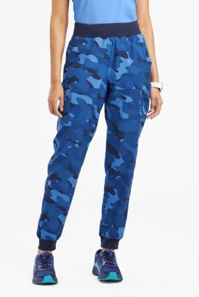 Easy Stretch By Butter-Soft Cloud Camo Navy Women’s 7-Pocket Jogger Print Scrub Pants