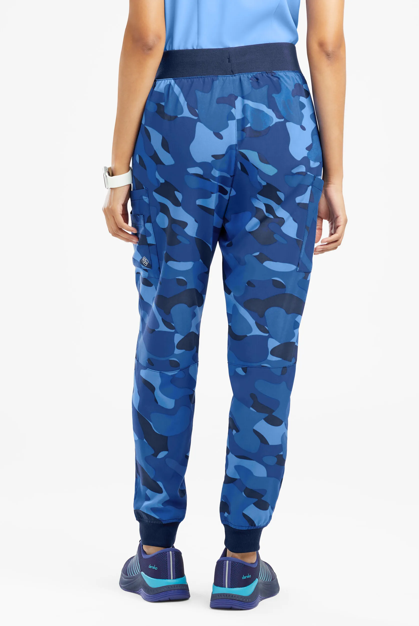 Easy Stretch By Butter-Soft Cloud Camo Navy Women’s 7-Pocket Jogger Print Scrub Pants