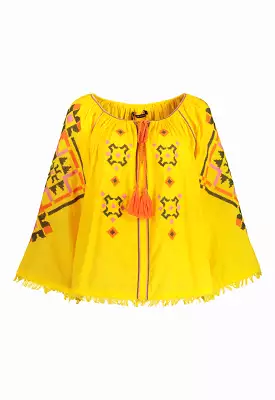 Embroidered Gypsy Yellow Blouse