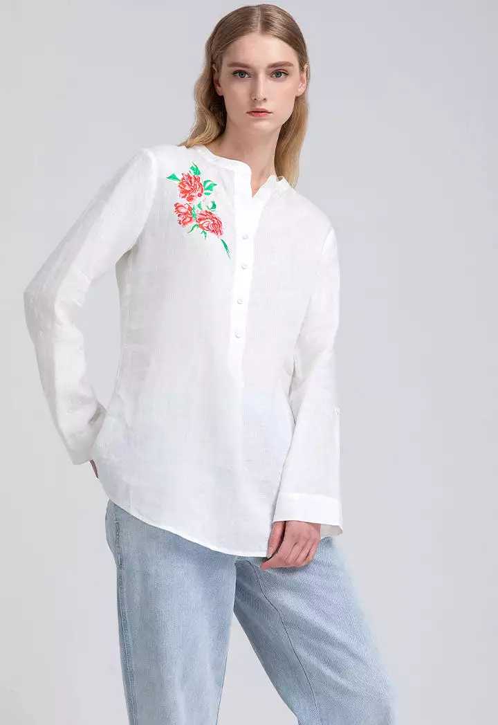 Embroidered Motif Solid Blouse